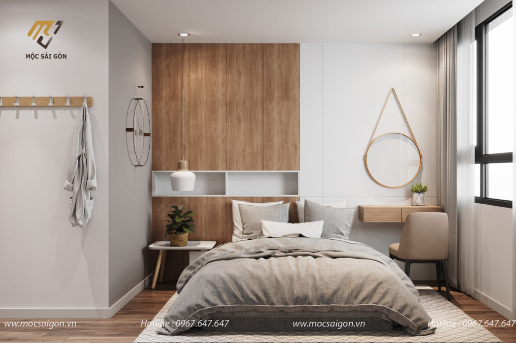 Mẫu thiết kế phòng ngủ chung cư masteri sang trọng hiện đại