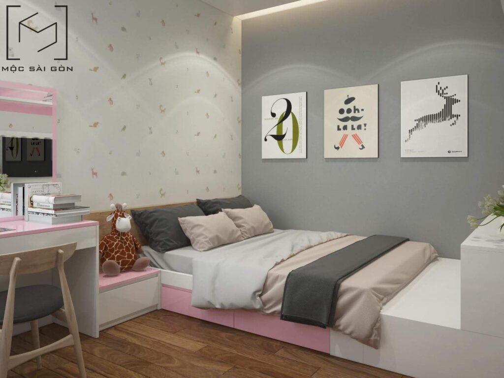 Thiết kế nội thất chung cư - phòng ngủ bé gái