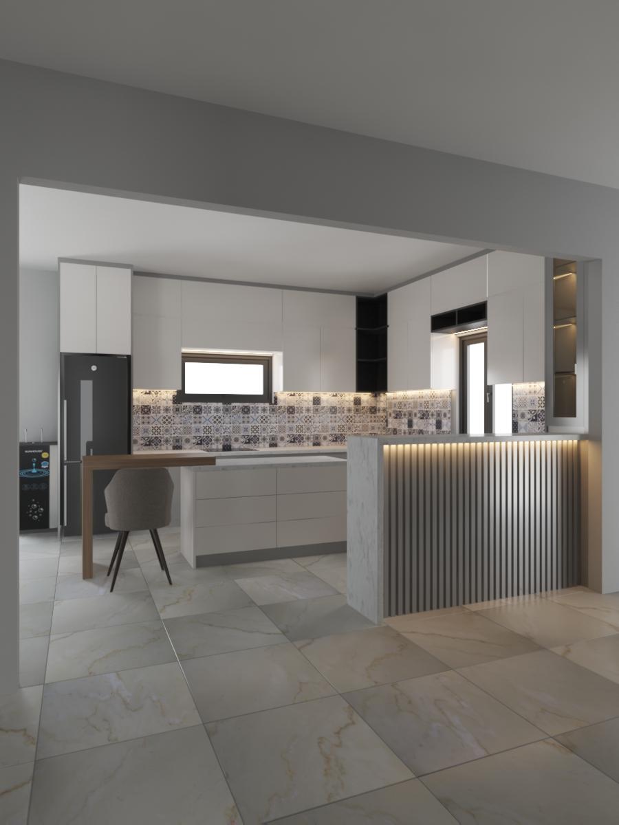 Mẫu tủ bếp phù hợp với những không gian bếp có diện tích nhỏ hoặc theo lối thiết kế tối giản